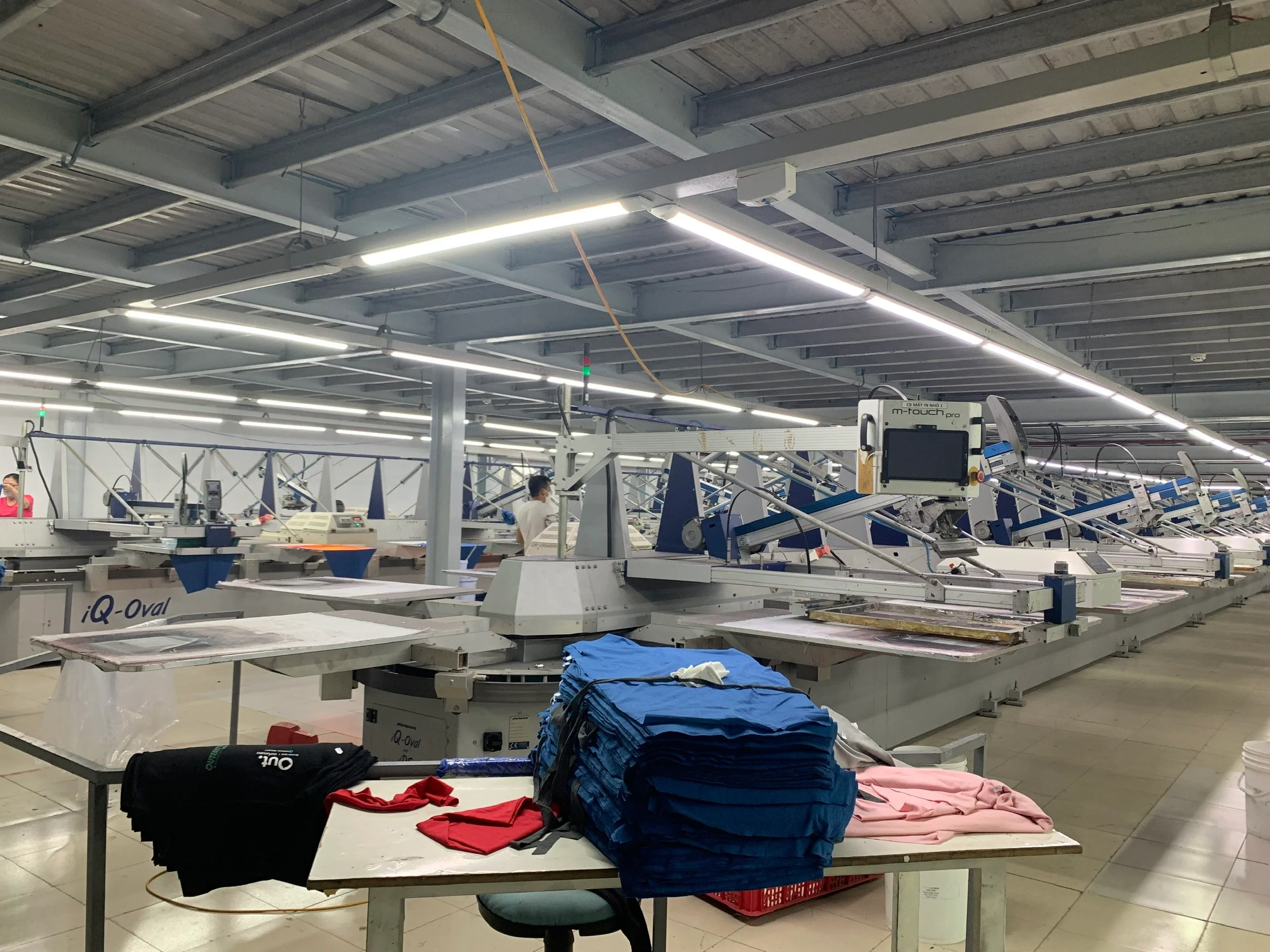 Screen printing in garments sewing factory